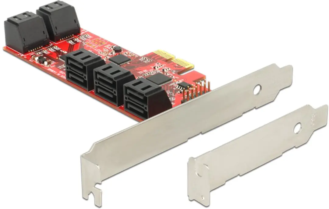Delock PCIe x2 Kaart 10x SATA 6Gb/s - Rood