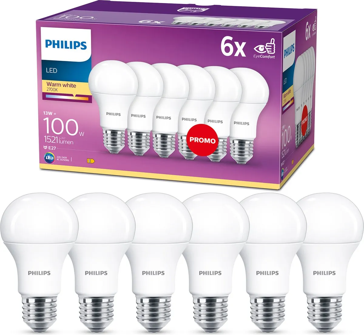 Philips LED Lamp Mat 13W E27 Warmwit
