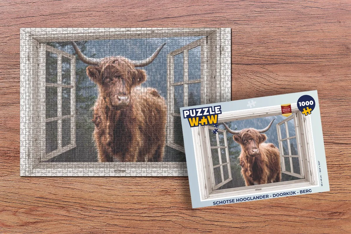 PuzzleWow Schotse Hooglander Legpuzzel 1000 Stuks - Multicolor