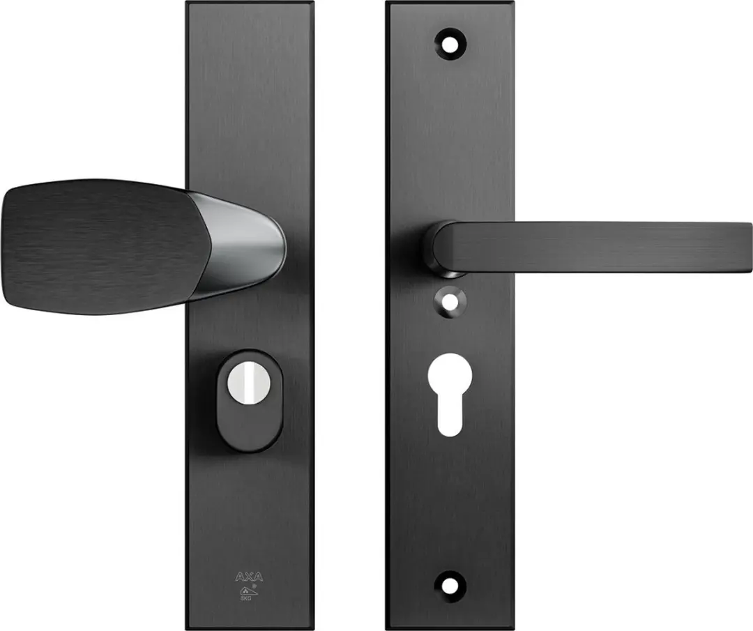AXA Veiligheidsbeslag (Edge Plus) Zwart geslepen: Knop-Kruk (model Wing-Blok) PC
