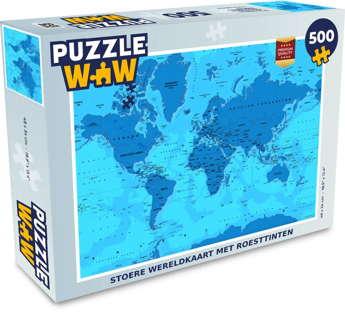 PuzzleWow Wereldkaart Legpuzzel 500 Stuks