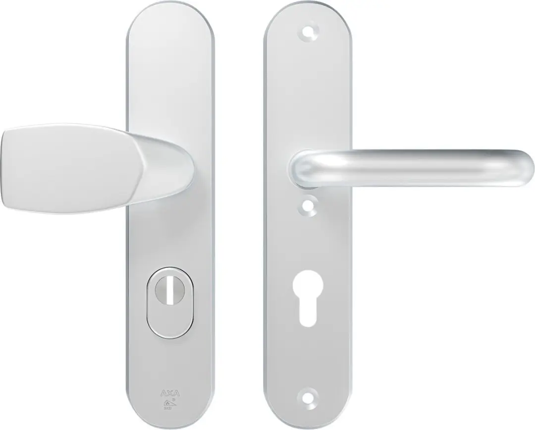AXA Veiligheidsbeslag (Oval Plus) Aluminium Glad: Knop-Kruk (Wing/U) PC72 met ke