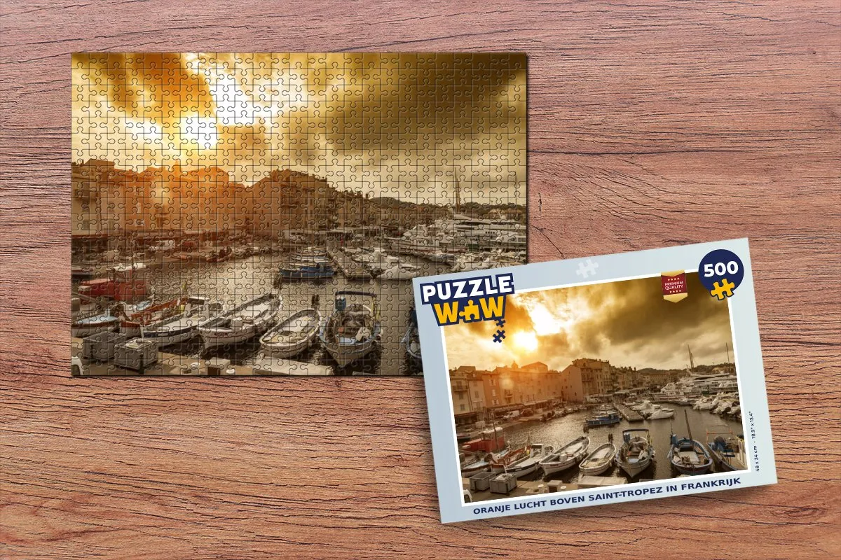 PuzzleWow Legpuzzel Oranje lucht boven Saint-Tropez 500 Stuks - Multicolor