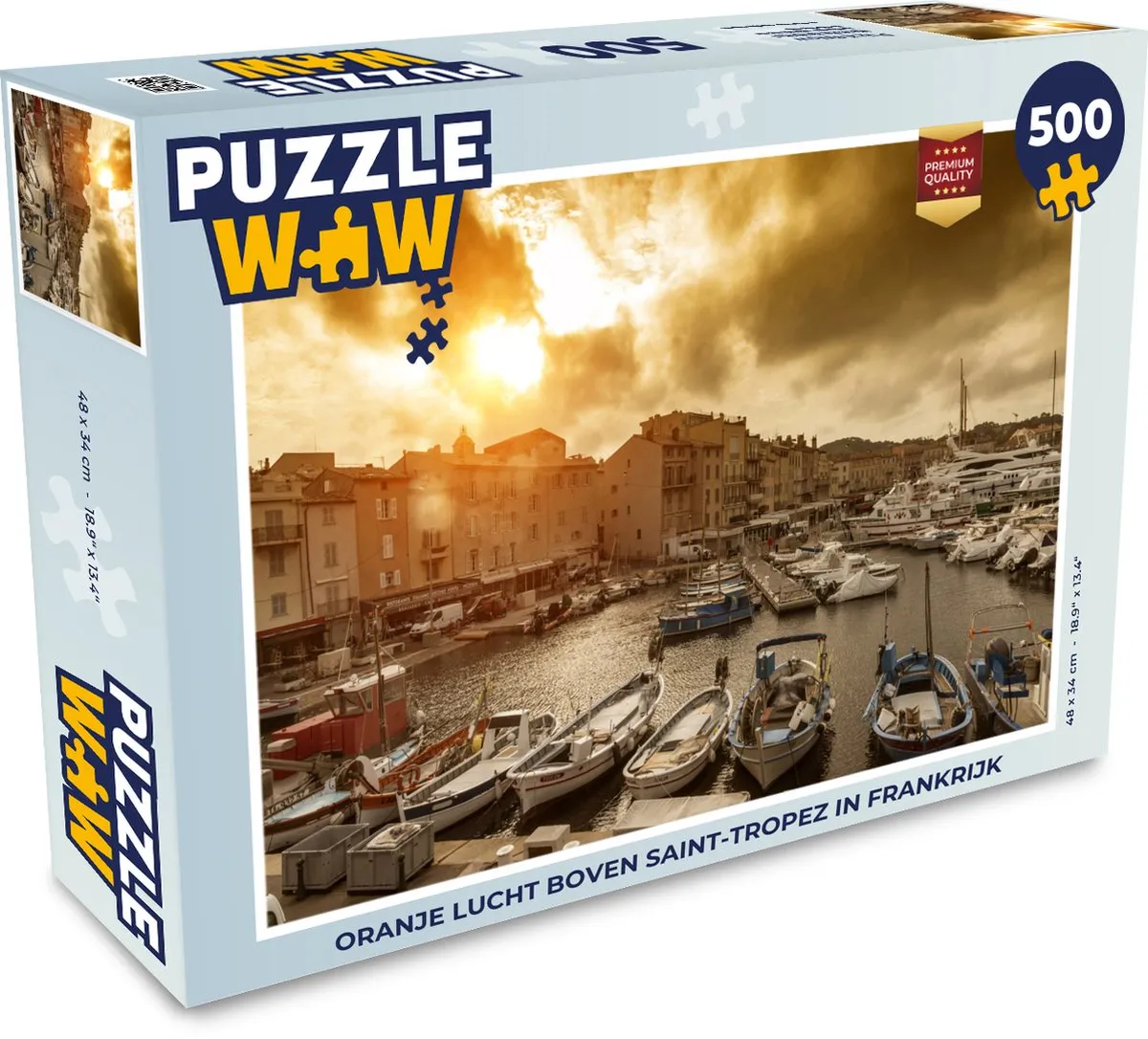 PuzzleWow Legpuzzel Oranje lucht boven Saint-Tropez 500 Stuks - Multicolor