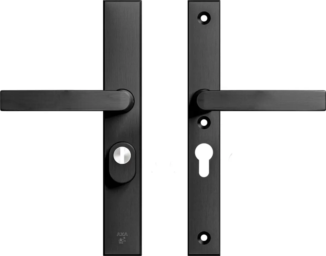 AXA Veiligheidsbeslag (Edge Plus) Smal Zwart geslepen: Kruk-Kruk (model Blok) PC