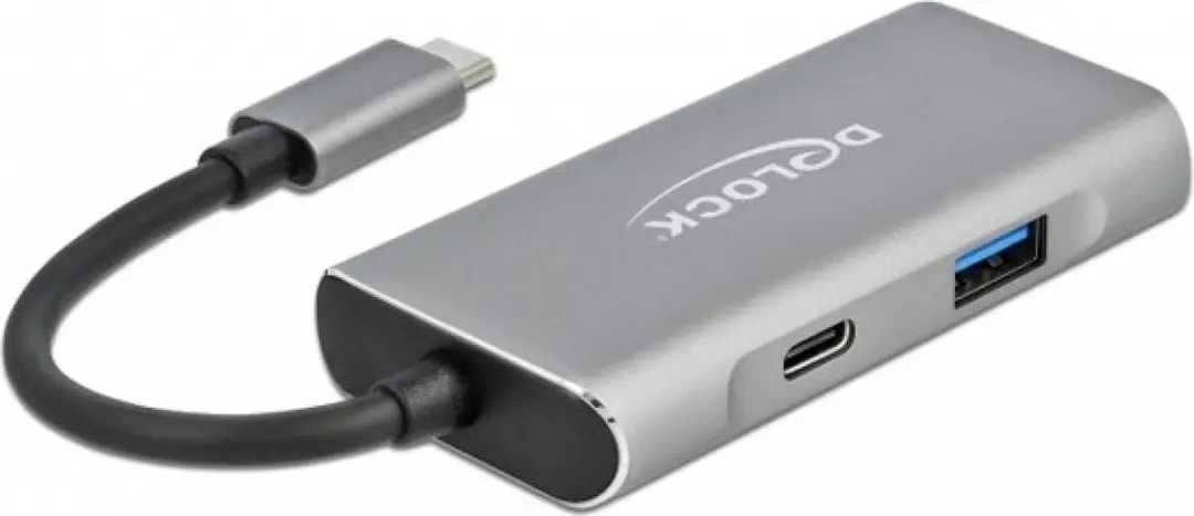 Delock 63261 USB Hub 10Gbps - 3x USB-A + 1x USB-C - Zwart/Grijs - afbeelding 2 van 5