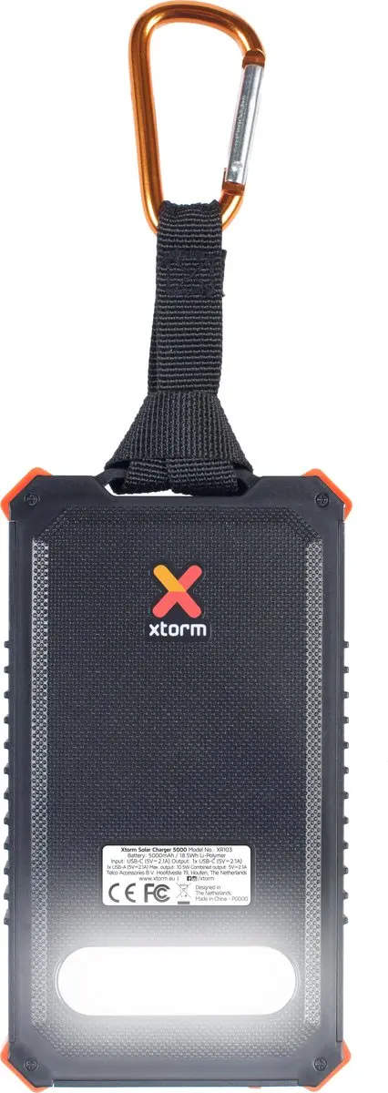 Xtorm Solar Powerbank AM122 5000mAh - USB/USB-C - 2x Opladen - Oranje - afbeelding 3 van 6