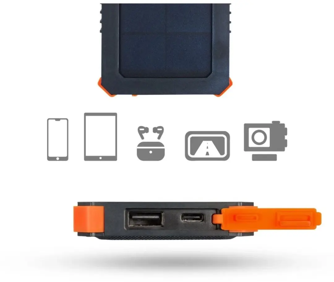 Xtorm Solar Powerbank AM122 5000mAh - USB/USB-C - 2x Opladen - Oranje - afbeelding 5 van 6