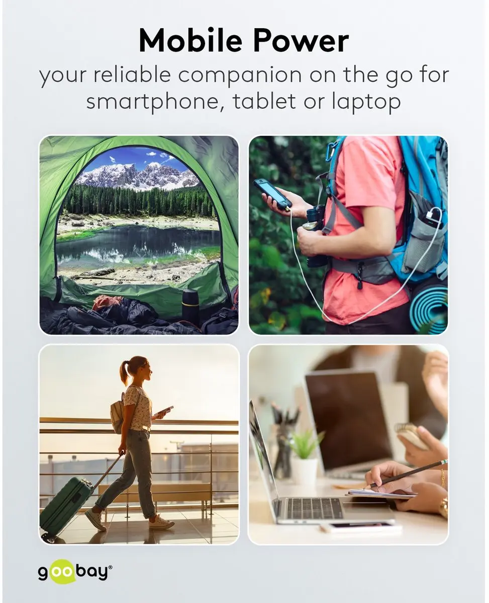 Goobay Powerbank 20.000mAh 22,5W - 3x USB - PD/QC - Zwart