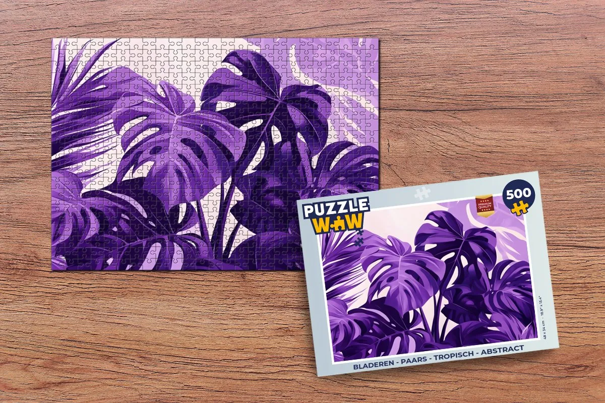 PuzzleWow Tropische Bladeren Legpuzzel 500 Stuks - Paars