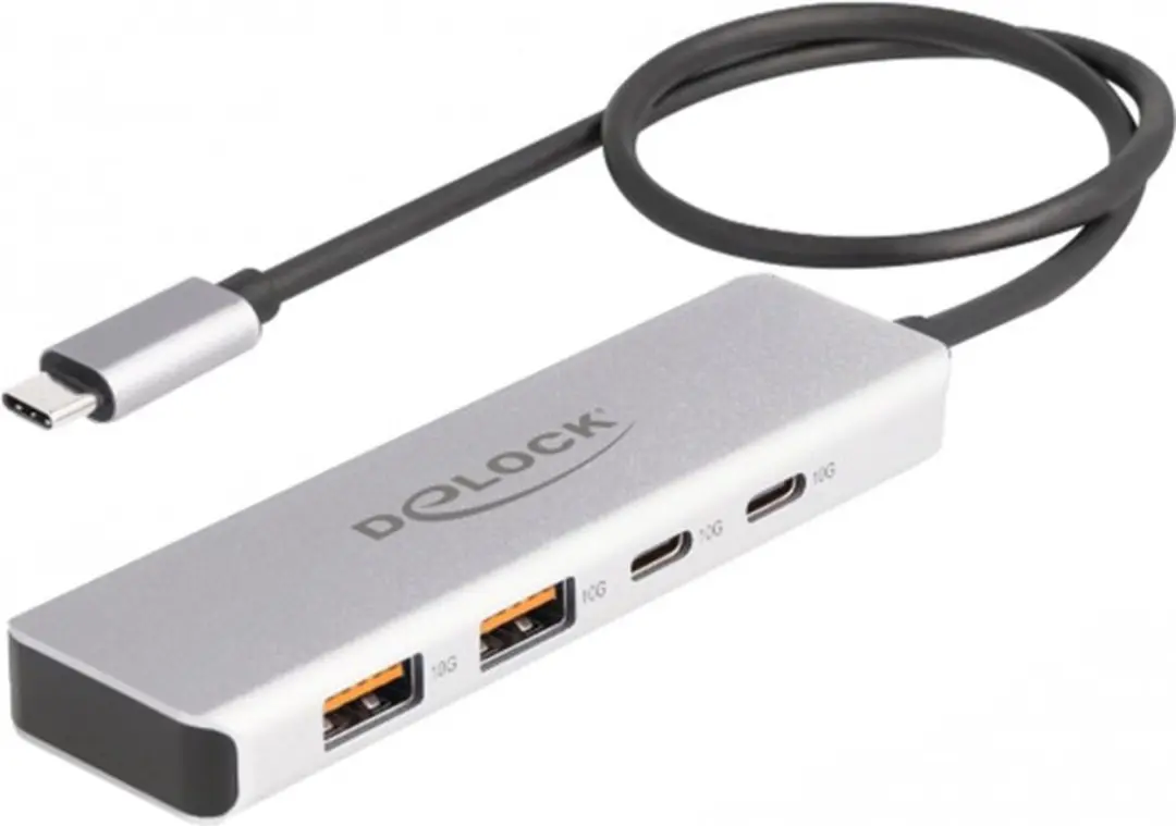 Delock USB 10Gbps Type-C Hub 2x USB-A 2x USB-C - 35cm - Grijs - afbeelding 4 van 4