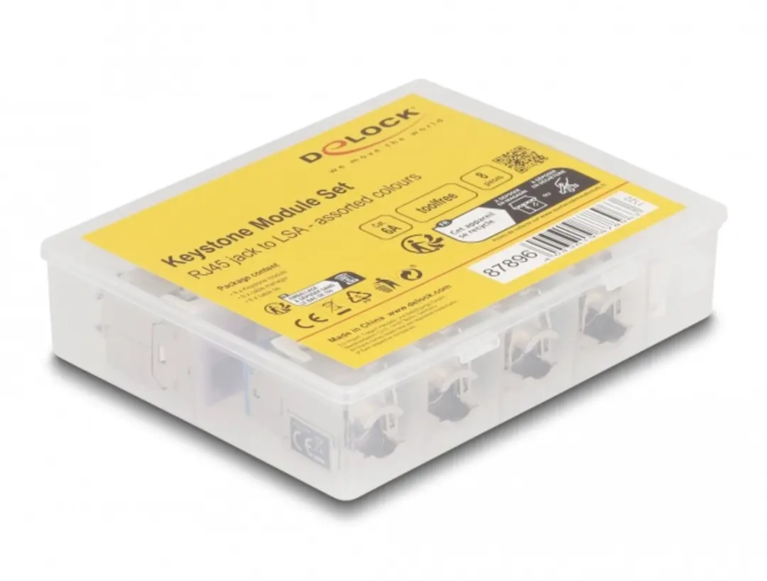 Delock Keystone RJ45 LSA Cat.6A Modul - 8 Stuks - Assorti Kleuren