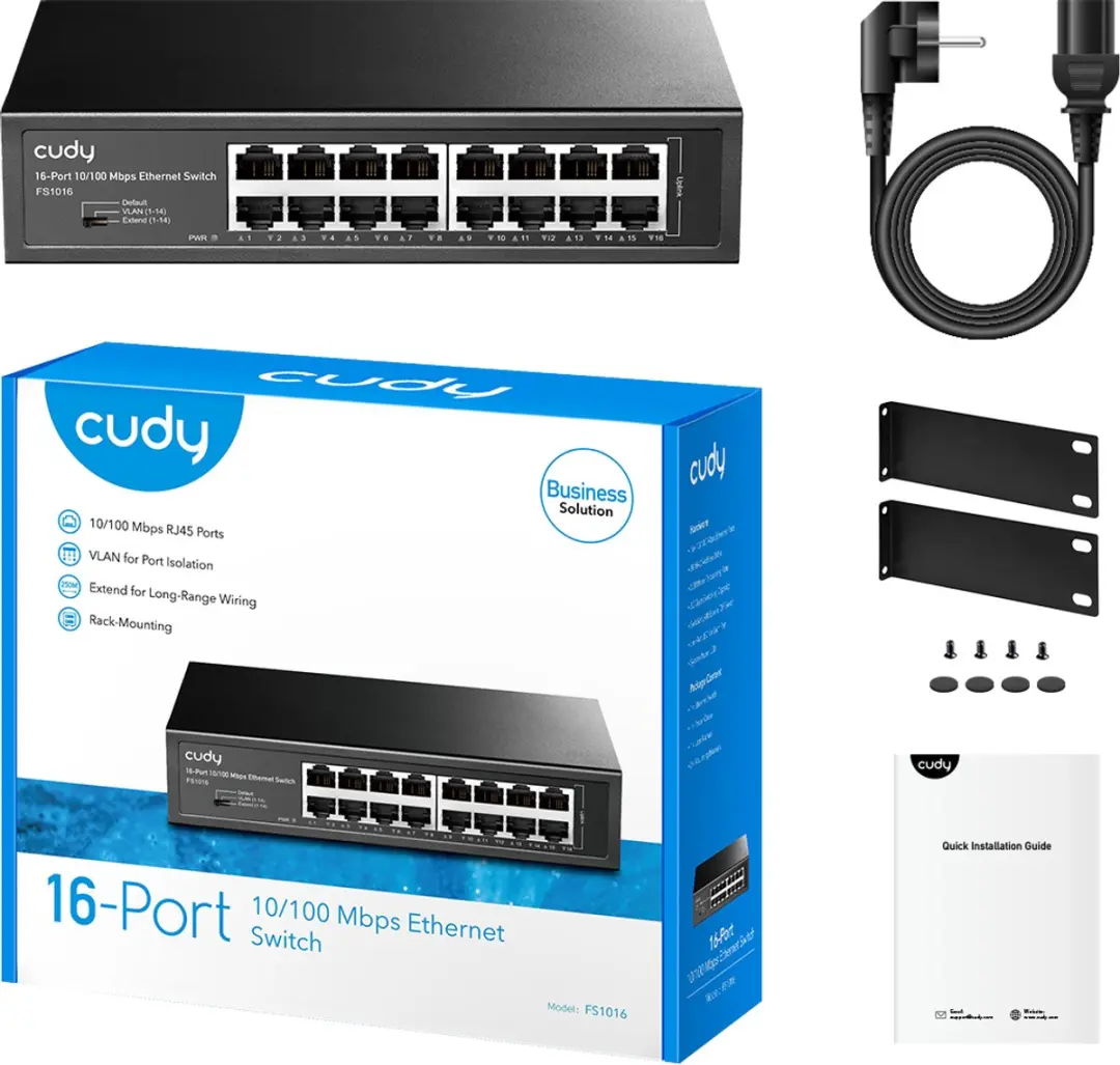 Cudy FS1016 Desktop Switch - 16 Poorten - 3.2 Gbps - afbeelding 2 van 4
