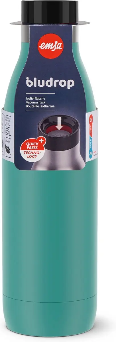 Emsa Bludrop Color 0,7L Drinkfles - 12u Warm, 24u Koel - Groen - afbeelding 2 van 6