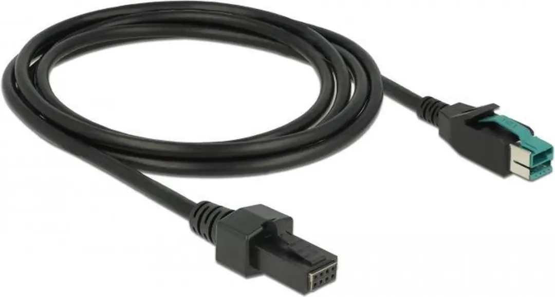 Delock PoweredUSB Kabel 12V - 2x 4-pin Male - 2m - Zwart - afbeelding 3 van 5
