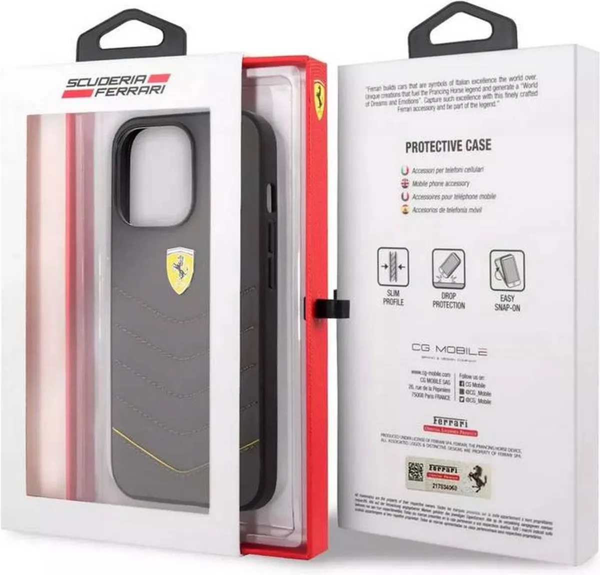 Ferrari Leather Hoesje iPhone 13 Pro - Grijs