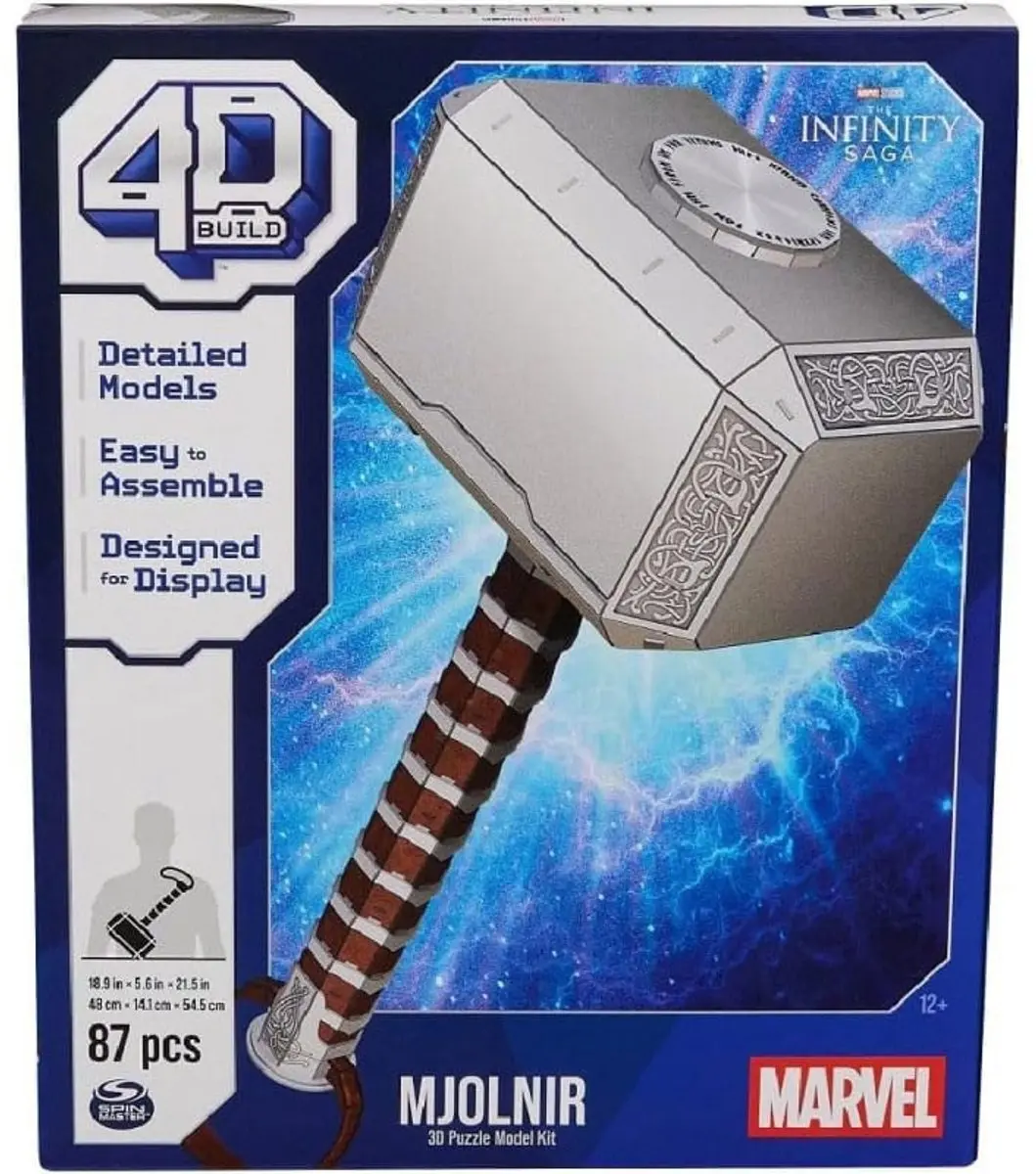 Spin Master 4D Build Marvel Mjolnir Thor-hamer 3D Puzzel 87 Stuks
