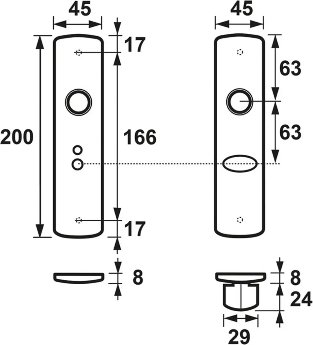 AXA 6210 Curve Klikschild Binnendeur 63mm - Aluminium - afbeelding 5 van 6