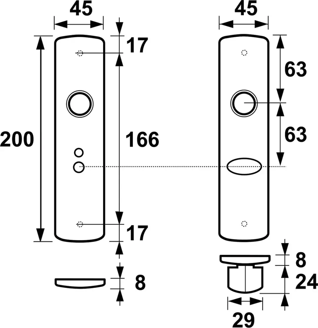 AXA 6210 Curve Klikschild Binnendeur 63mm - Aluminium - afbeelding 4 van 6