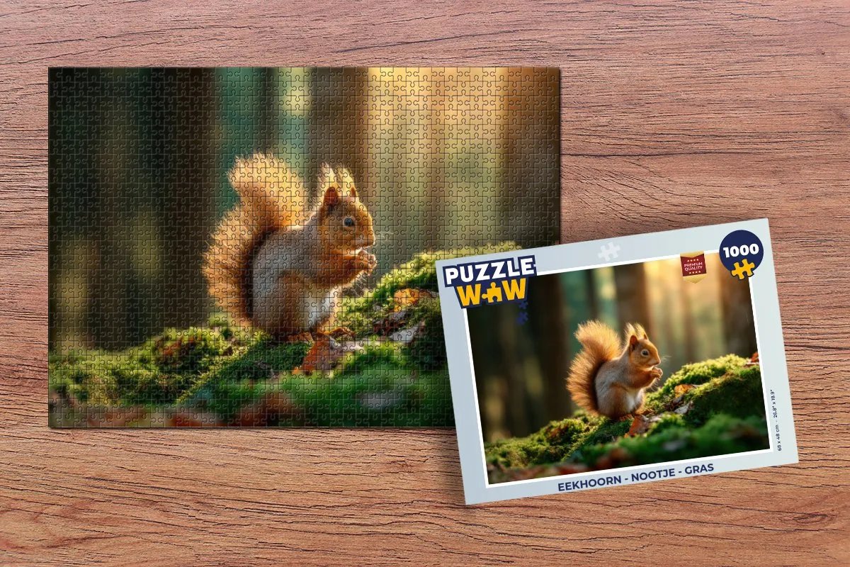 PuzzleWow Eekhoorn Nootje Gras Puzzel - 1000 Stuks