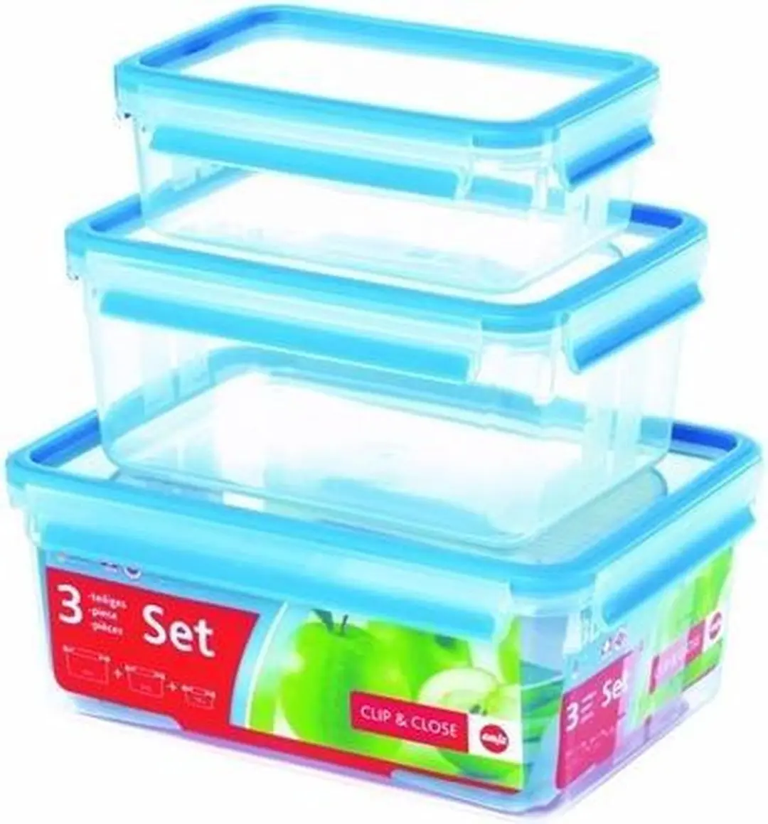 Emsa Clip & Close Vershouddoos 3,7L - 3 Stuks - Transparant/Blauw - afbeelding 4 van 4