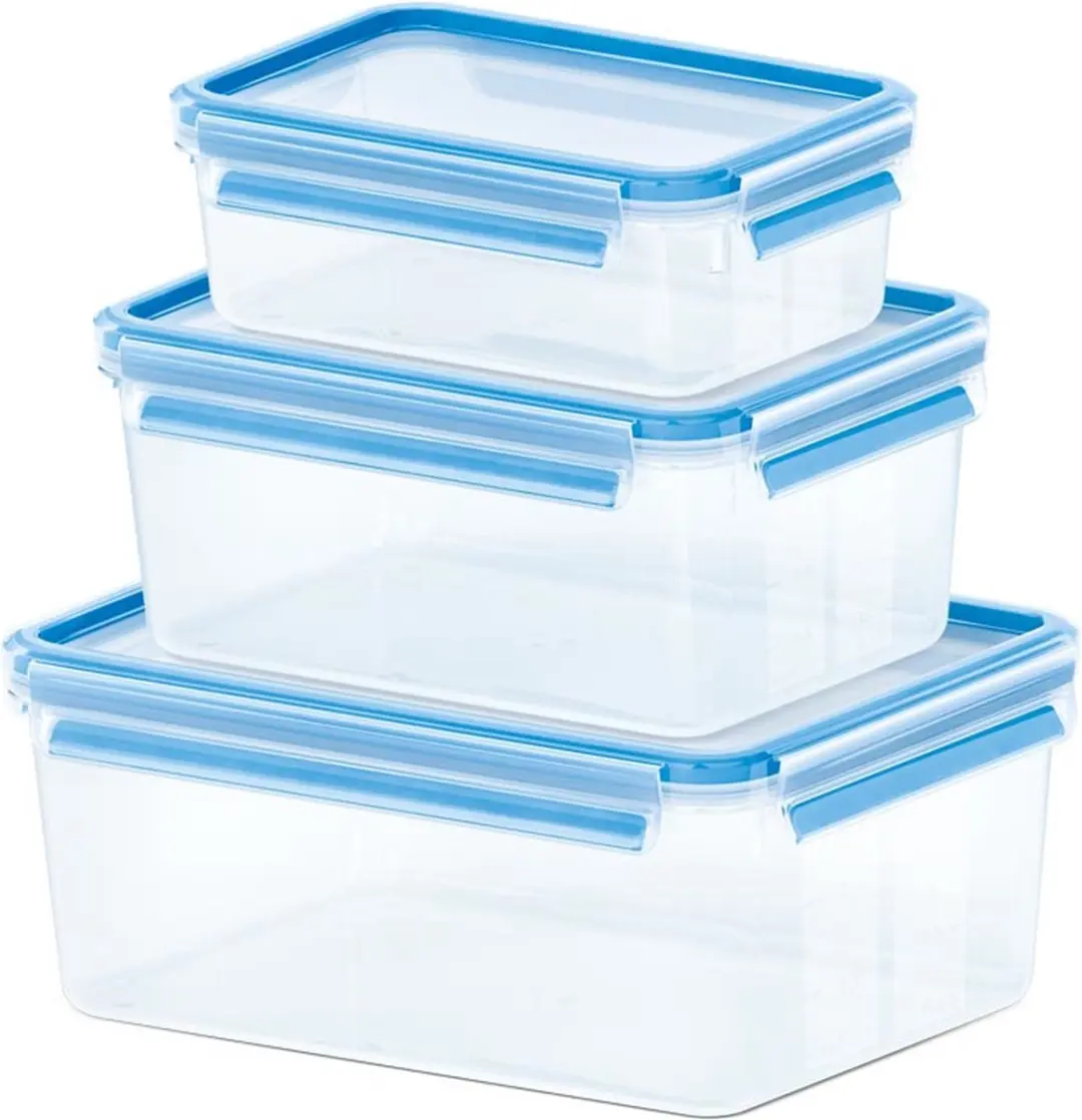Emsa Clip & Close Vershouddoos 3,7L - 3 Stuks - Transparant/Blauw - afbeelding 2 van 4
