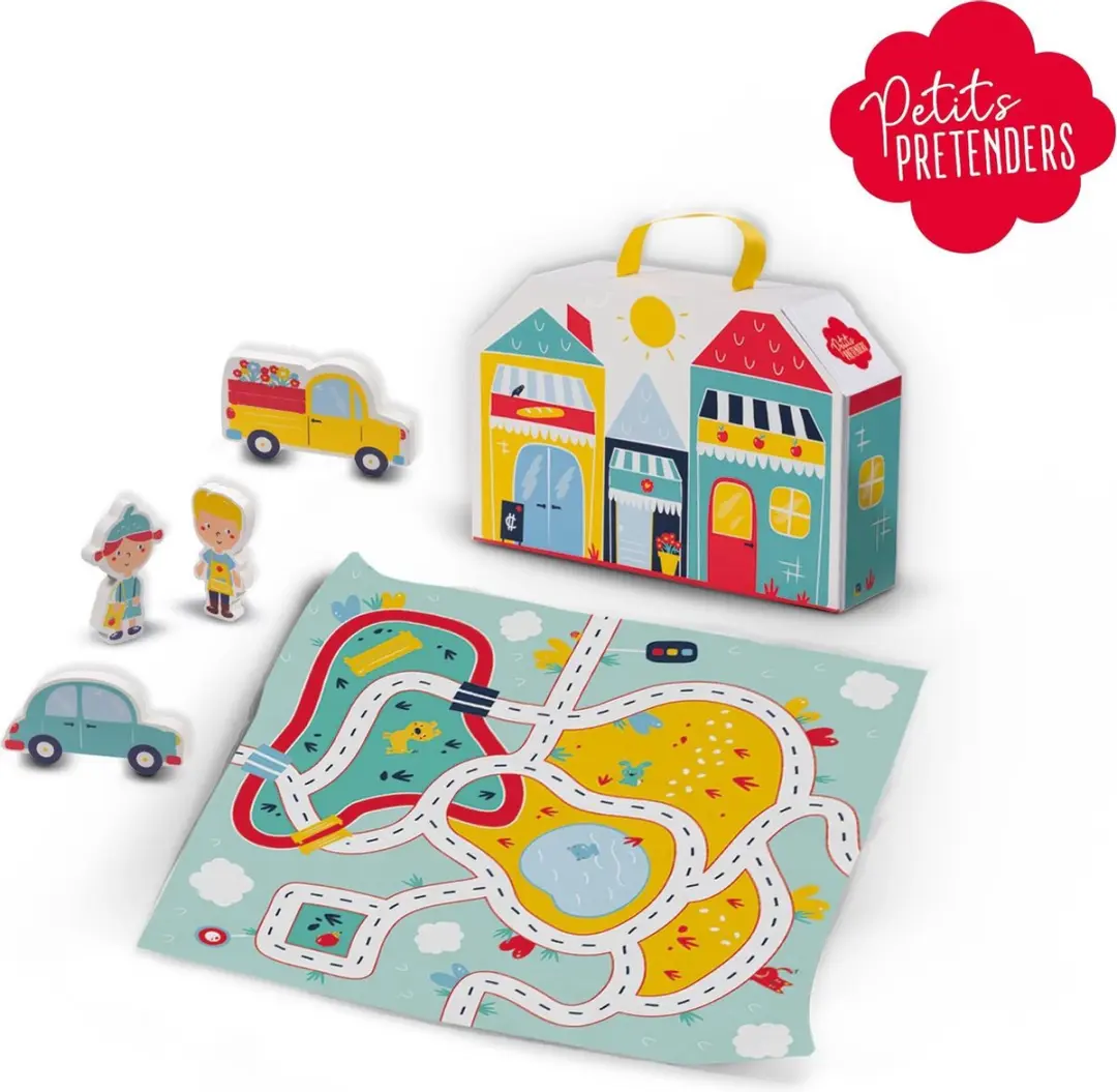 SES Creative Petits Pretenders Winkelstraat Speelkoffer - Speelmat & 4 Figuren