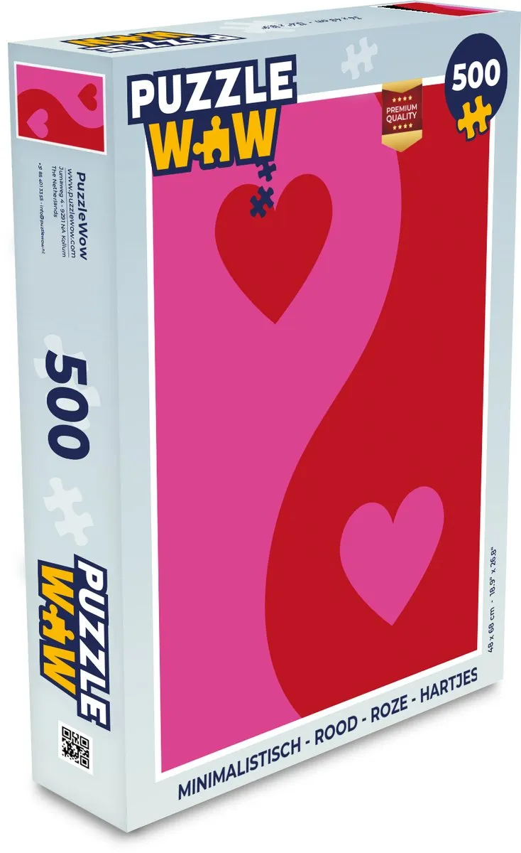 PuzzleWow Minimalistisch Hartjes Puzzel 500 Stuks