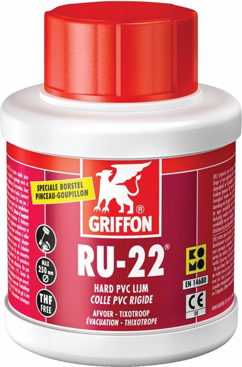 Griffon Hard PVC lijm RU22 + borstel 250ml