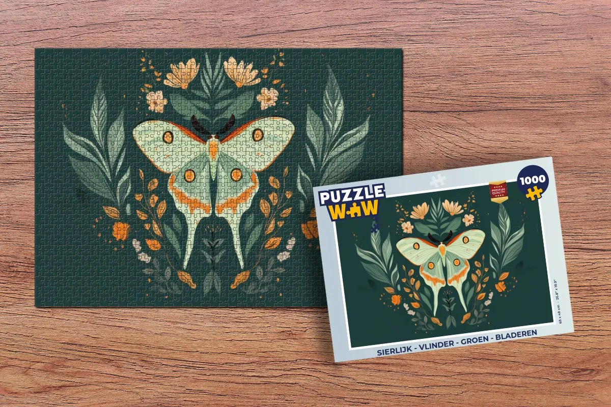 PuzzleWow Vlinder Legpuzzel 1000 Stuks - Groen
