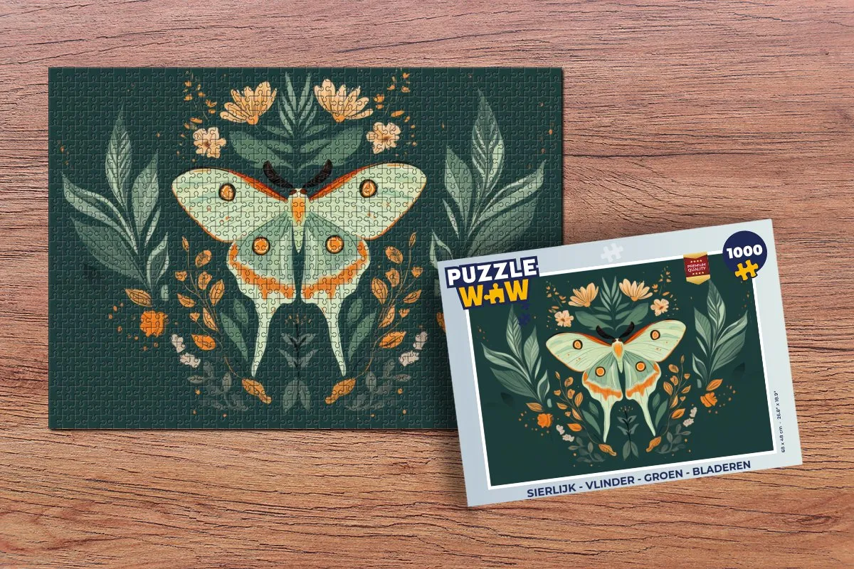 PuzzleWow Vlinder Legpuzzel 1000 Stuks - Groen