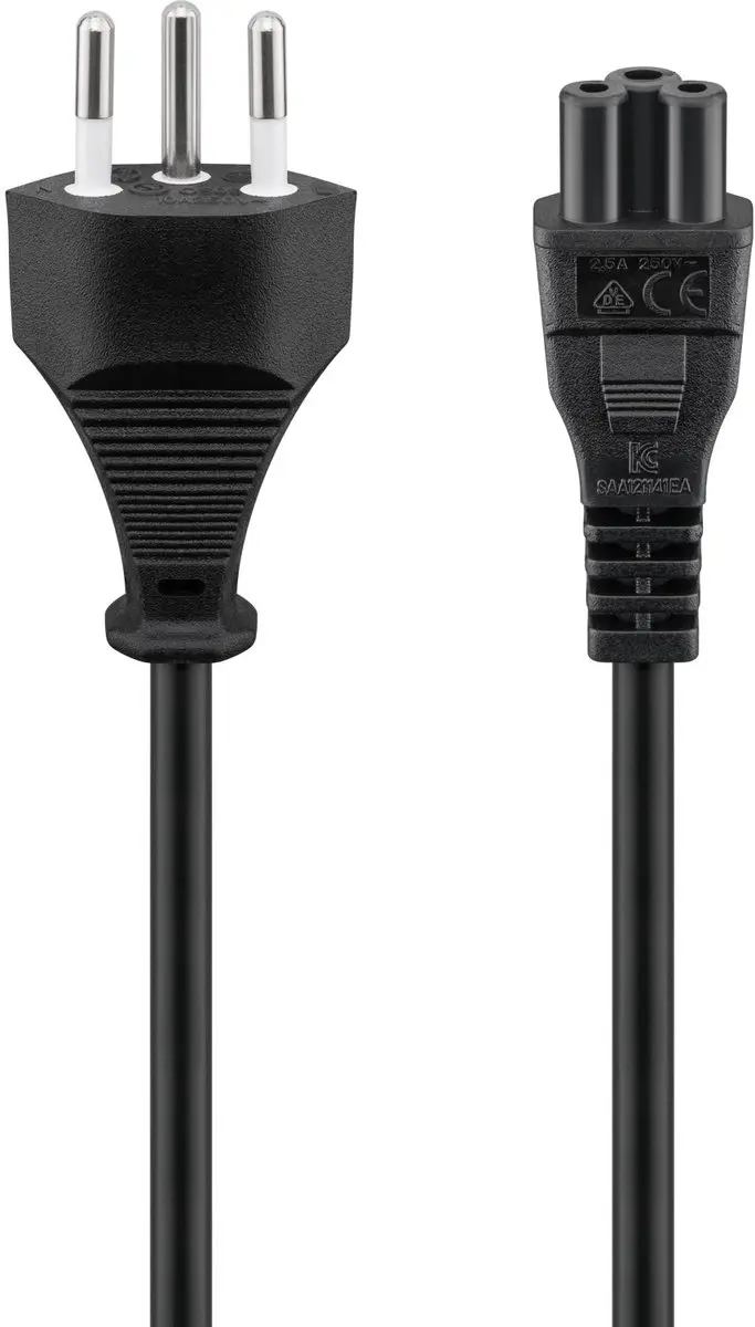 Goobay Zwitserse type J-stekker naar C5 netsnoer 1,8m