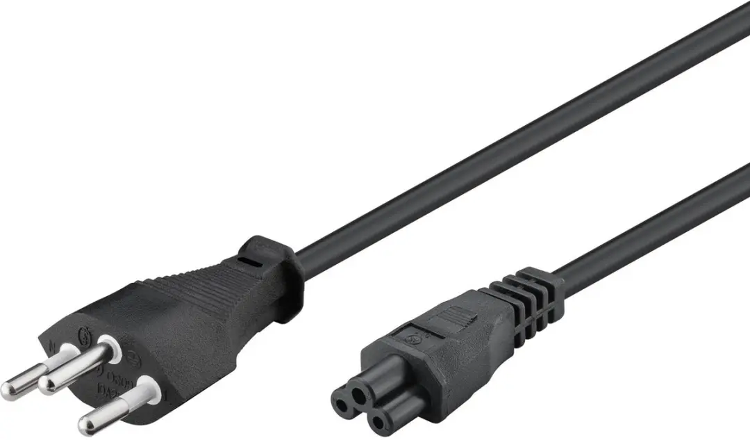 Goobay Zwitserse type J-stekker naar C5 netsnoer 1,8m - Zwart