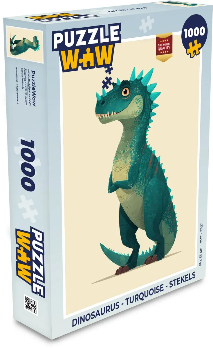 PuzzleWow Dinosaurus Stekels Legpuzzel 1000 Stuks - Turquoise