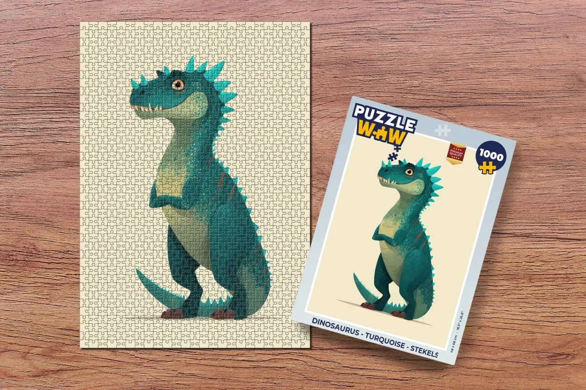 PuzzleWow Dinosaurus Stekels Legpuzzel 1000 Stuks - Turquoise