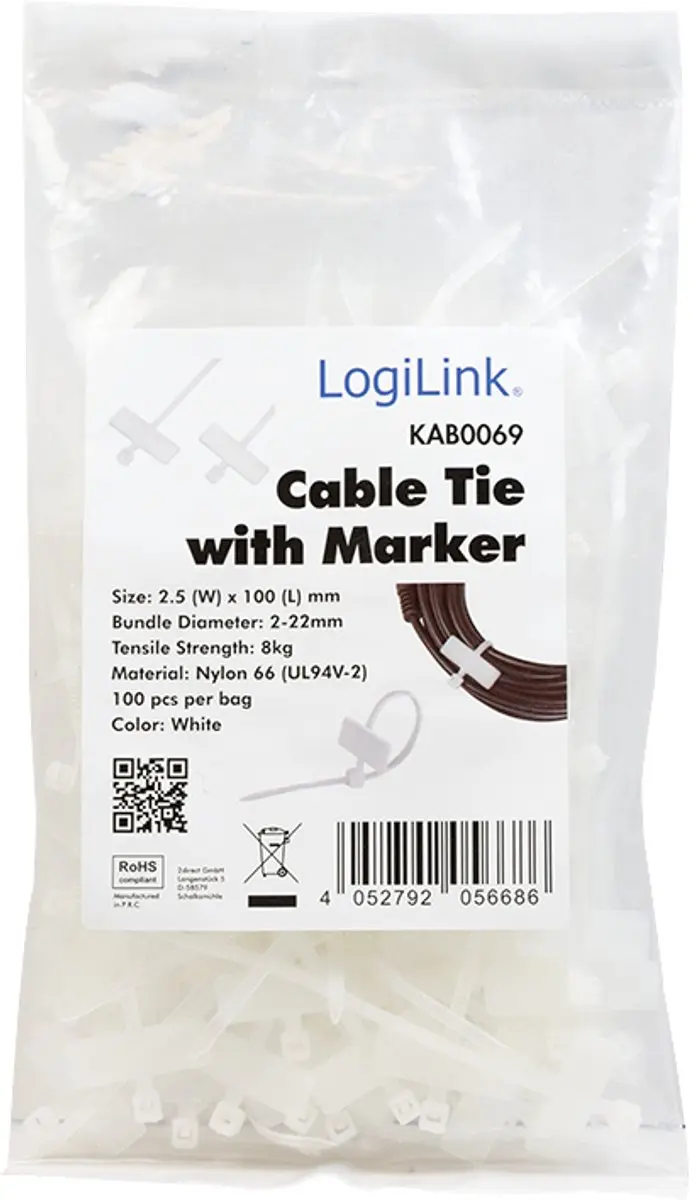 Logilink KAB0069 Kabelbindmontage - 100 Stuks - Transparant - afbeelding 2 van 6