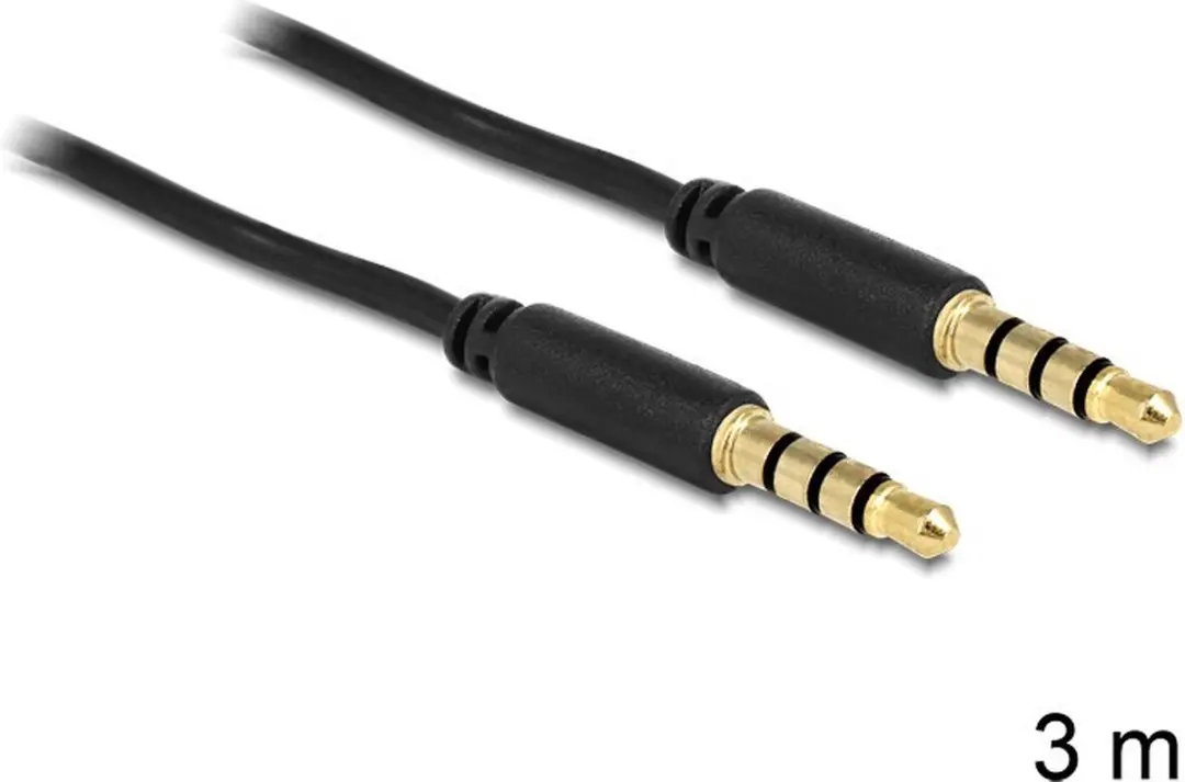 Delock 3,5mm Jack 4-polig Audio/Video Kabel AWG24 - 3m - Zwart - afbeelding 5 van 5