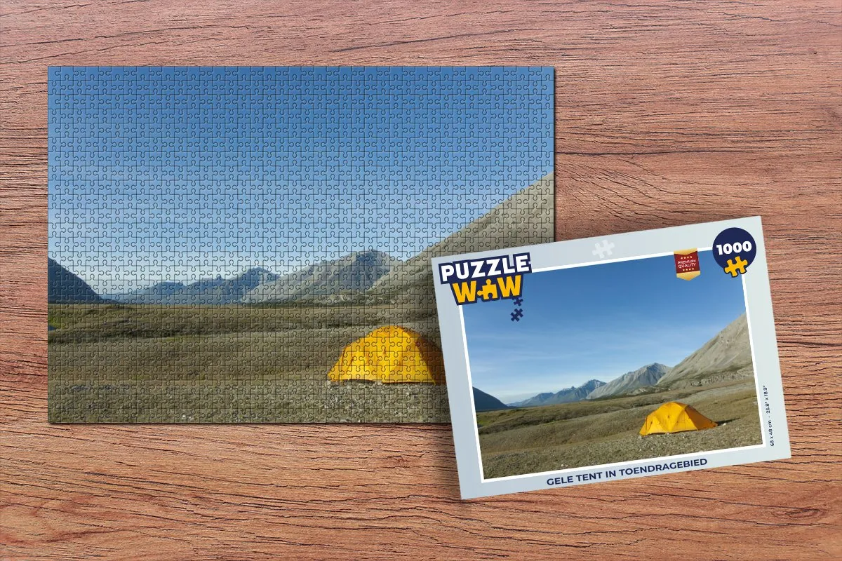 PuzzleWow Legpuzzel Gele Tent in Toendragebied 1000 Stuks - Multicolor
