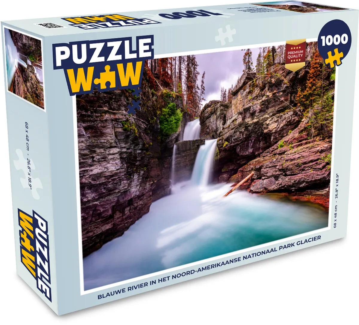 PuzzleWow Legpuzzel Blauwe Rivier Glacier 1000 Stuks - Multicolor