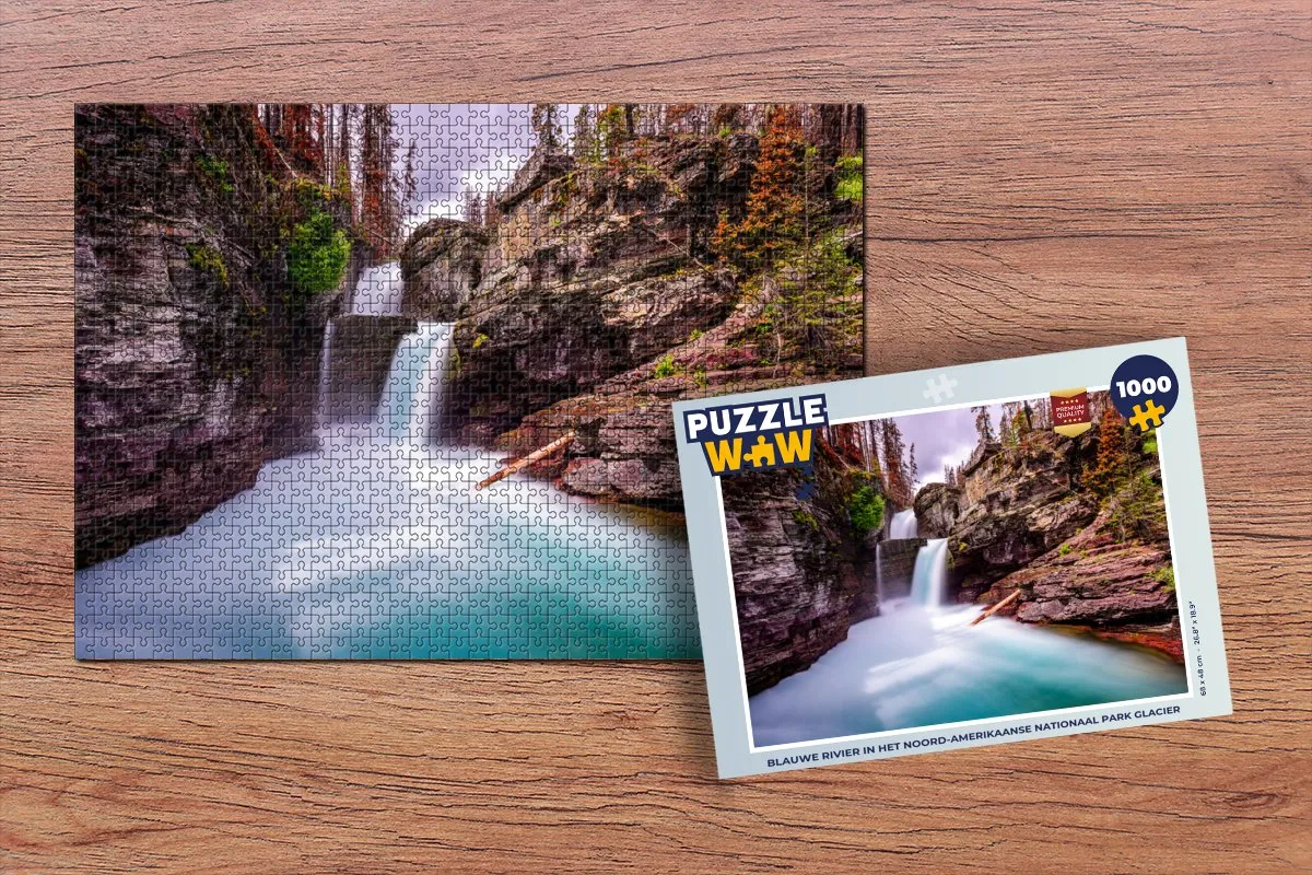 PuzzleWow Legpuzzel Blauwe Rivier Glacier 1000 Stuks - Multicolor