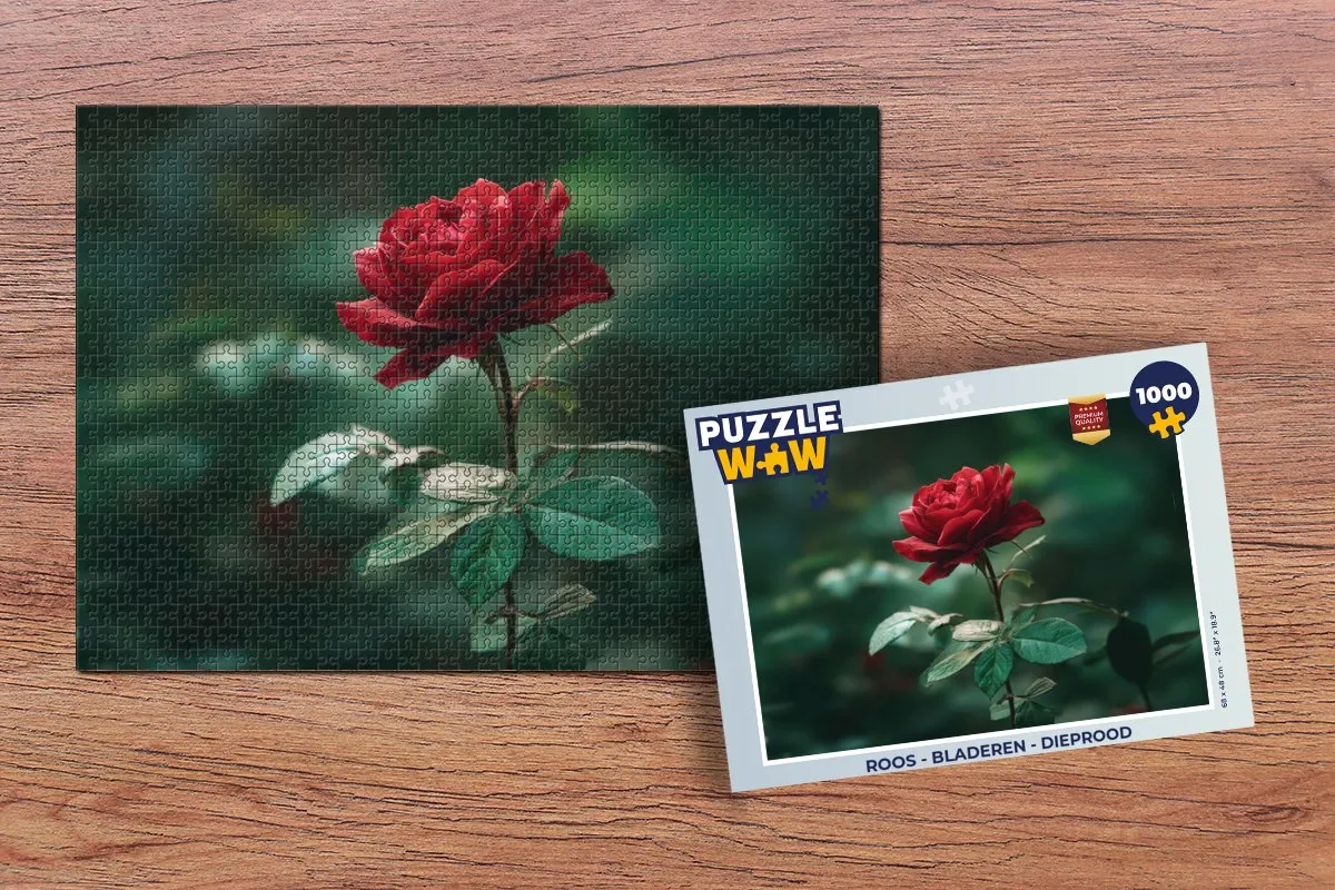 PuzzleWow Roos Bladeren Dieprood Legpuzzel 1000 Stuks