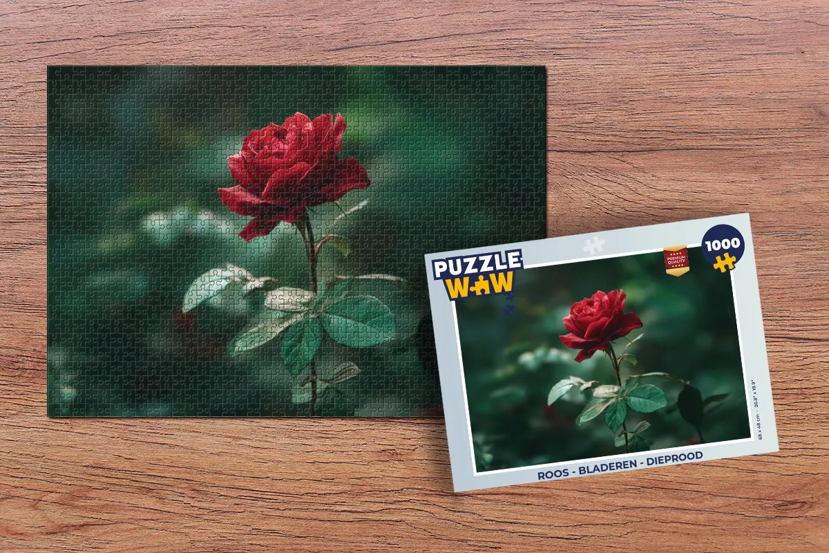 PuzzleWow Roos Bladeren Dieprood Legpuzzel 1000 Stuks