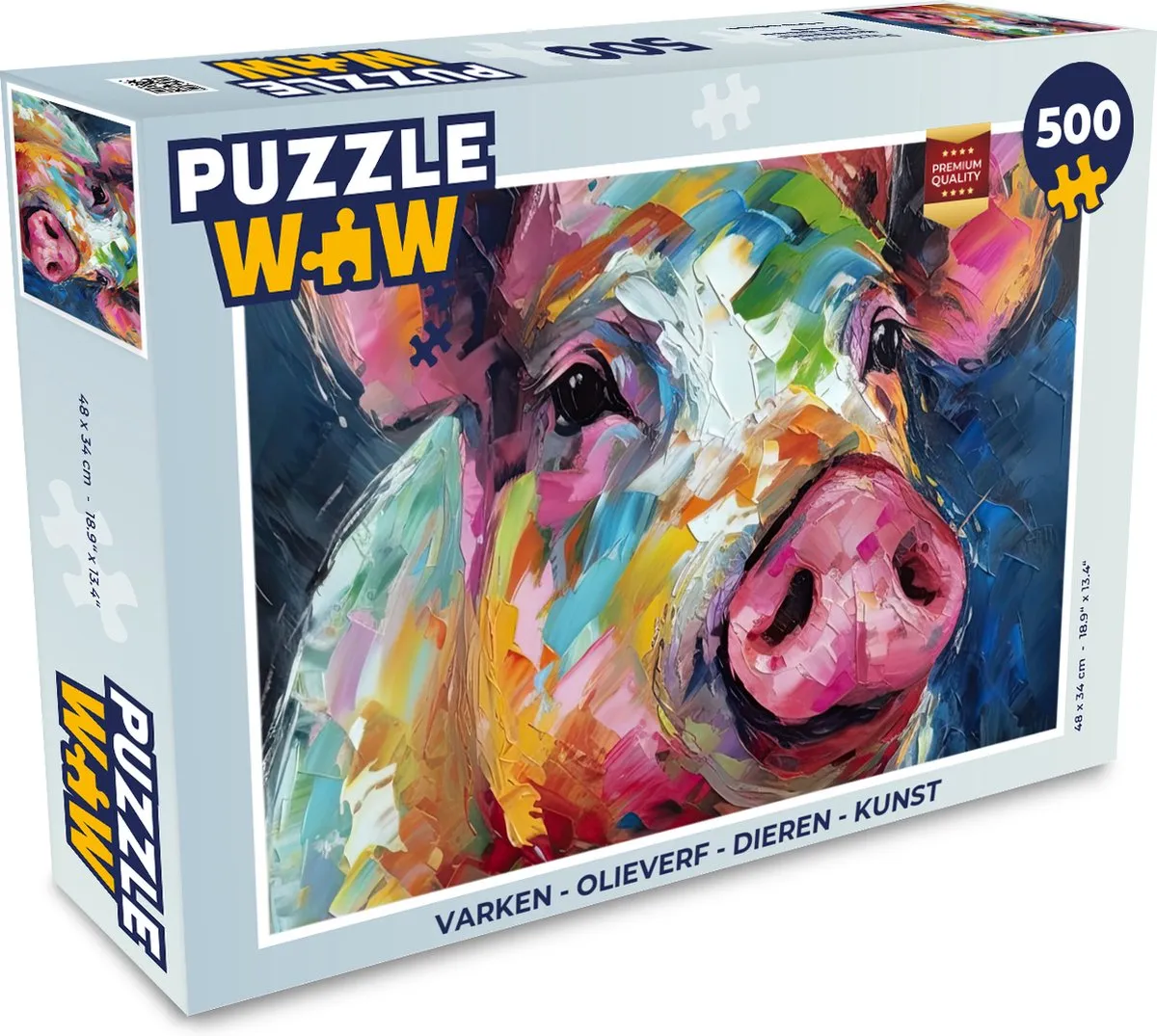 PuzzleWow Varken Legpuzzel 500 Stuks - Multicolor
