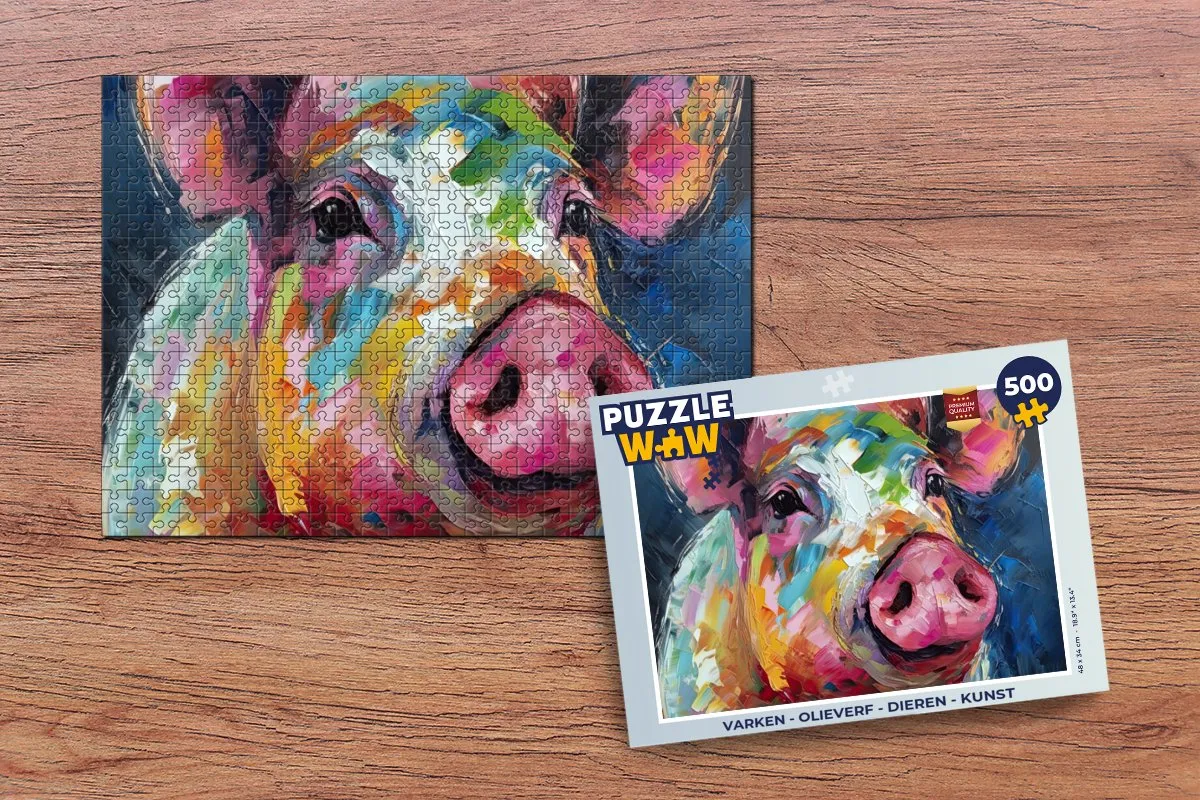 PuzzleWow Varken Legpuzzel 500 Stuks - Multicolor