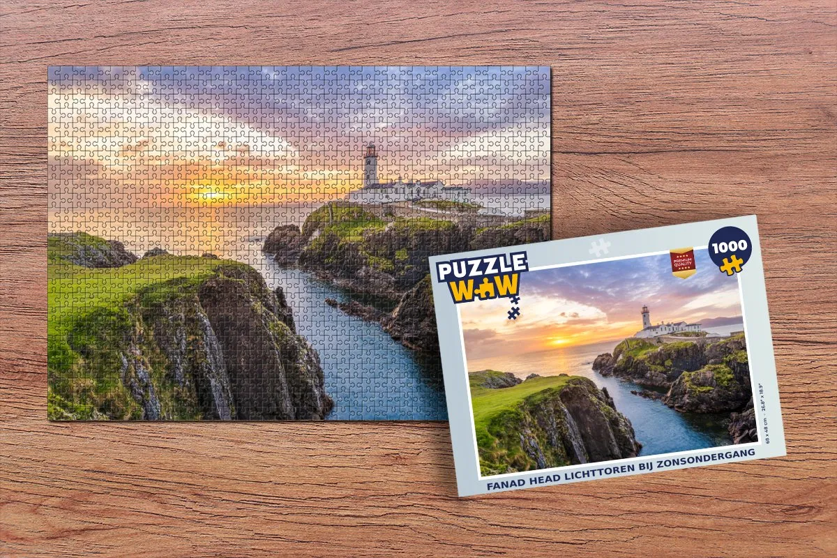 PuzzleWow Fanad Head Lichttoren Bij Zonsondergang Puzzel 1000 Stuks - Multicolor