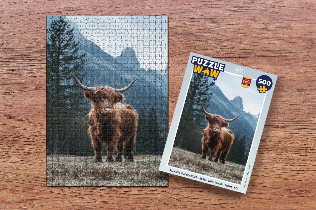 PuzzleWow Schotse Hooglander Legpuzzel 500 Stuks - Multicolor
