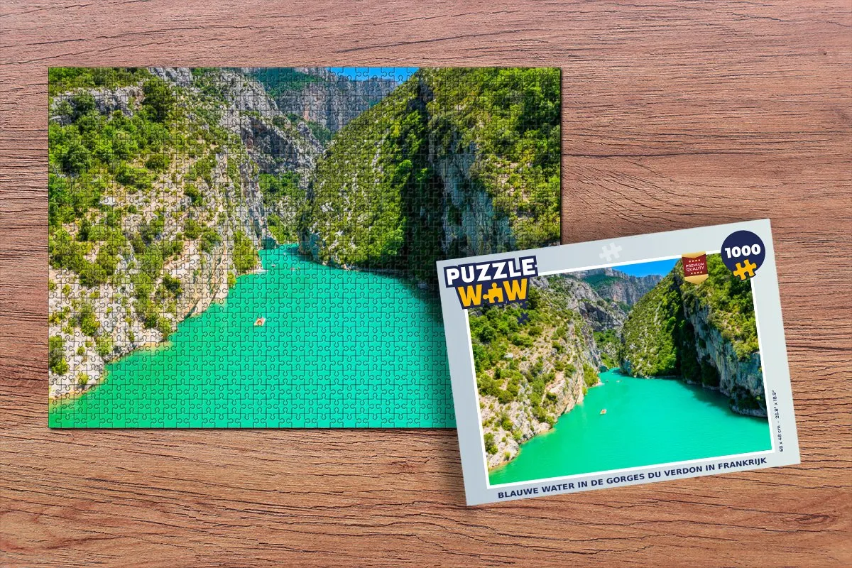 PuzzleWow Legpuzzel Blauwe water Gorges du Verdon 1000 Stuks - Multicolor