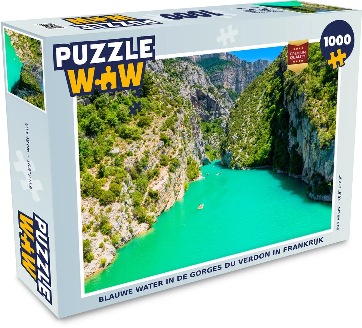 PuzzleWow Legpuzzel Blauwe water Gorges du Verdon 1000 Stuks - Multicolor