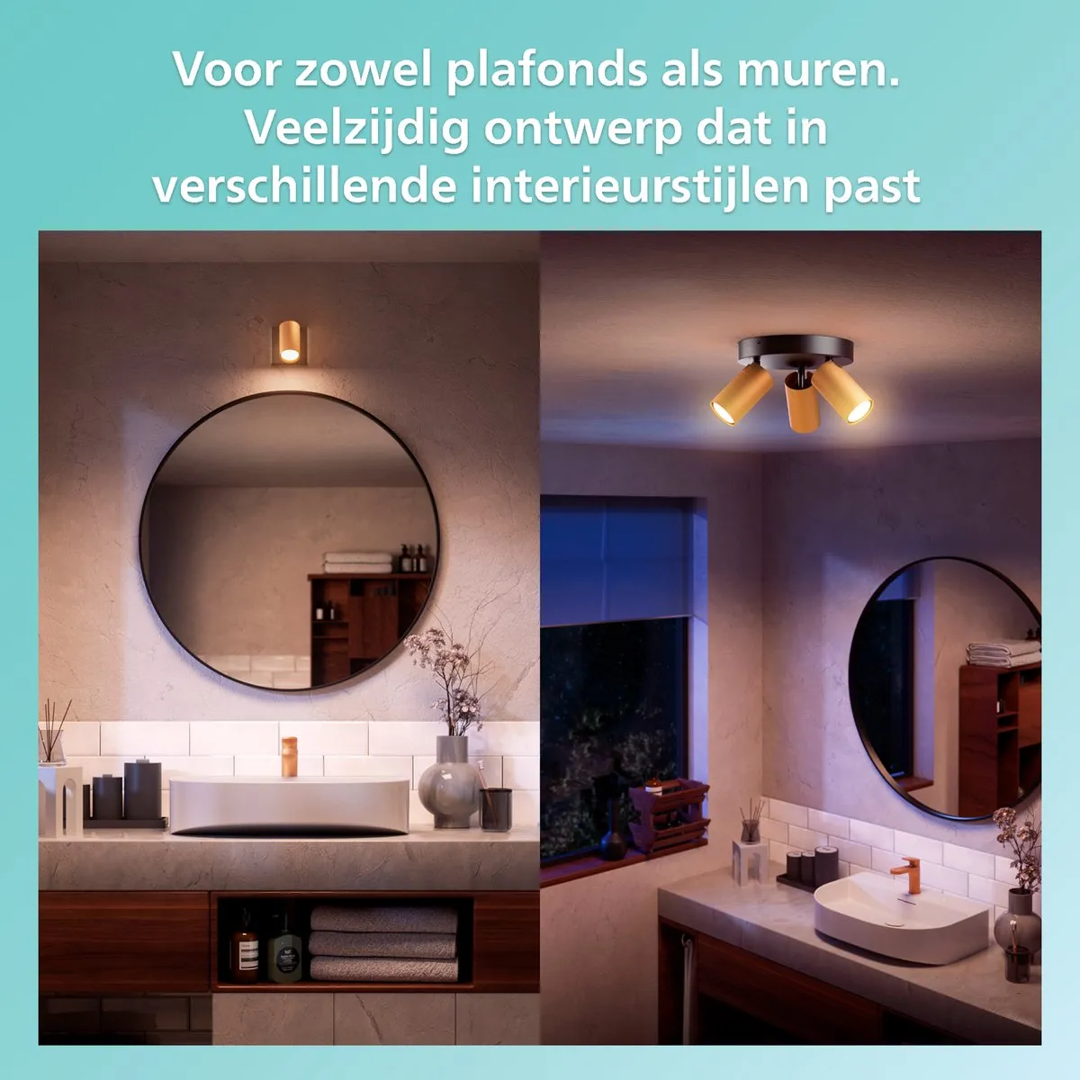 Philips Idris Spot Plafondspot 2x5W - Messing - IP44 - afbeelding 6 van 6