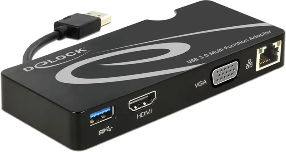 Delock USB 3.0 Netwerkadapter 1 GBit/s HDMI, VGA, USB 3.2 Gen 1 (USB 3.0), LAN (
